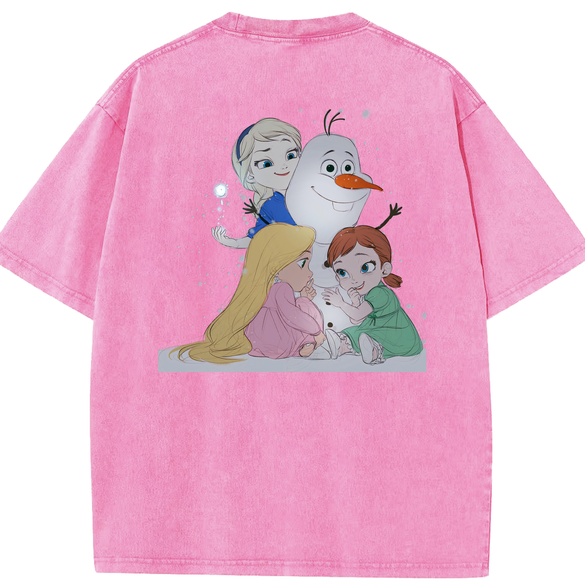 （画像用） アナと雪の女王 アンナ エルサ Frozen Anna Elsa 綿100% ヴィンテージ風 半袖Tシャツ（背面プリント）